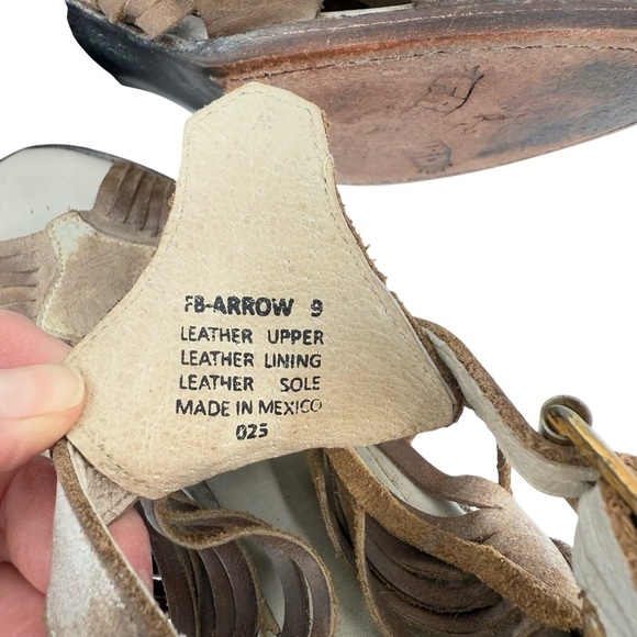 FreeBird by Steven Arrow Open Toe Distressed Stone Brown Leather Bootie Sandal 9 - Picture 10 of 12